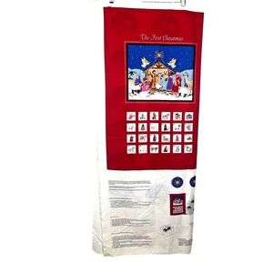 VIP Follow The Star Nativity Advent Calendar Fabric Panel Ornaments Red Cotton
